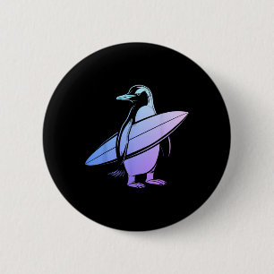 Chapa Redonda De 5 Cm Pingüino surfista tabla de surf surf divertido lin