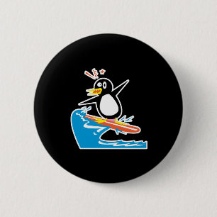 Chapa Redonda De 5 Cm pingüino surfista tonto
