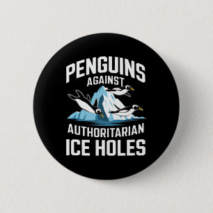 Chapa Redonda De 5 Cm Pingüinos de Trump Contra Agujeros de Hielo Autori