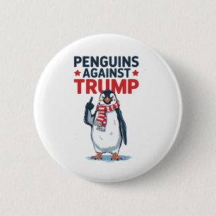 Chapa Redonda De 5 Cm Pingüinos Divertidos Contra Camiseta de Trump Resi