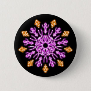 Chapa Redonda De 5 Cm Pink and orange neon flower