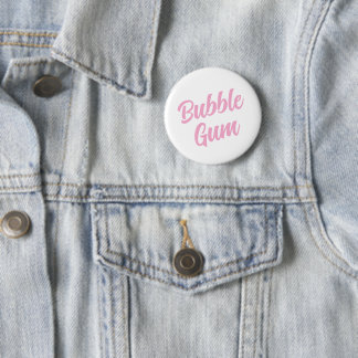 Chapa Redonda De 5 Cm Pink Bubble Gum Simple Typography Fun Whimsical 