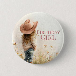 Chapa Redonda De 5 Cm Pink Cowgirl Birthday | Farm Theme 1st