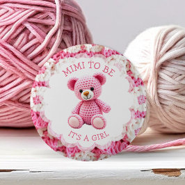 Chapa Redonda De 5 Cm Pink Crocheted Teddy Bear | Mimi to Be