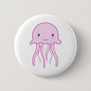 Chapa Redonda De 5 Cm Pink Cute Jellyfish