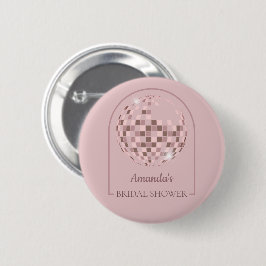 Chapa Redonda De 5 Cm Pink Disco Boogie Bridal Shower