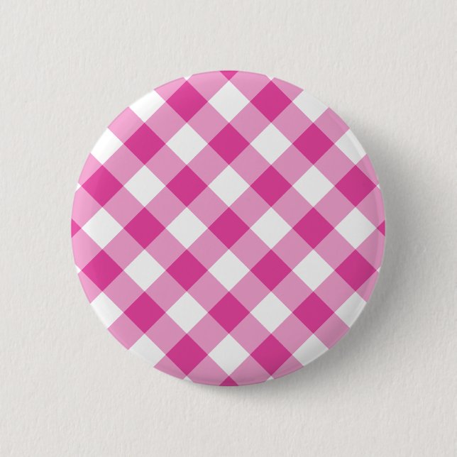 Chapa Redonda De 5 Cm Pink Gingham (Anverso)
