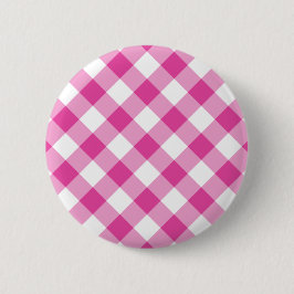 Chapa Redonda De 5 Cm Pink Gingham