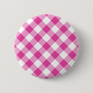 Chapa Redonda De 5 Cm Pink Gingham