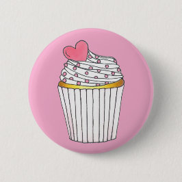 Chapa Redonda De 5 Cm Pink Heart Love Cupcake Bridal Shower Birthday