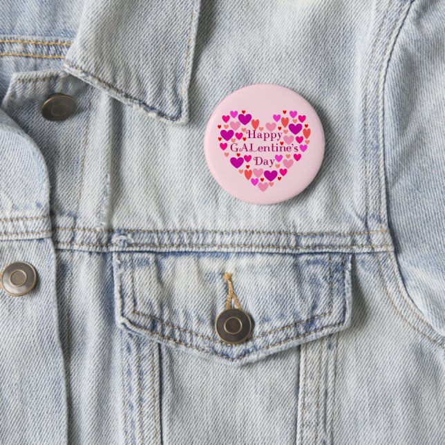 Chapa Redonda De 5 Cm Pink Hearts Happy GALentines Day (In situ)