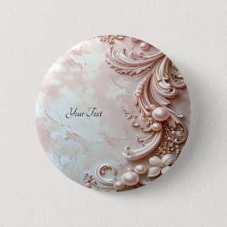 Chapa Redonda De 5 Cm Pink Ornate Pearl and Floral Button