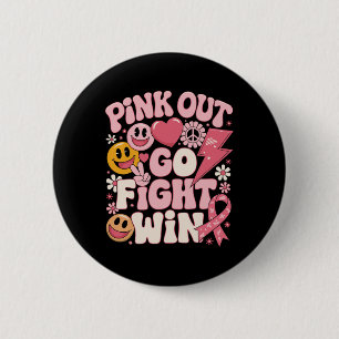 Chapa Redonda De 5 Cm Pink Out Go Fight Ganar Conciencia Contra El Cánce
