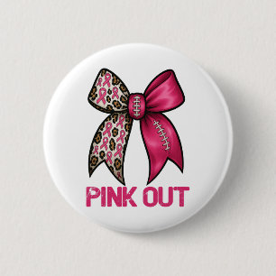 Chapa Redonda De 5 Cm Pink Out Leopard Bow Footbyll Brett Cancer Awaren
