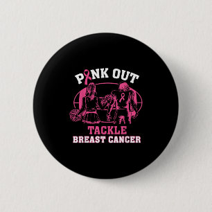 Chapa Redonda De 5 Cm "Pink Out" Tackee Conciencia sobre el Cáncer de Ma