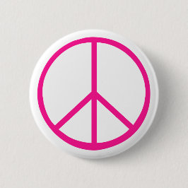 Chapa Redonda De 5 Cm Pink Peace Sign Modern White
