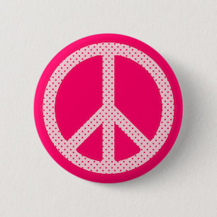 Chapa Redonda De 5 Cm Pink Polka Dot Peace