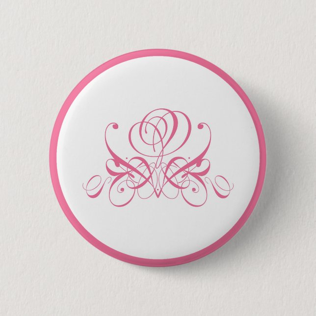Chapa Redonda De 5 Cm Pink Rose Designer Button (Anverso)