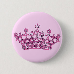 Chapa Redonda De 5 Cm Pink Tiara