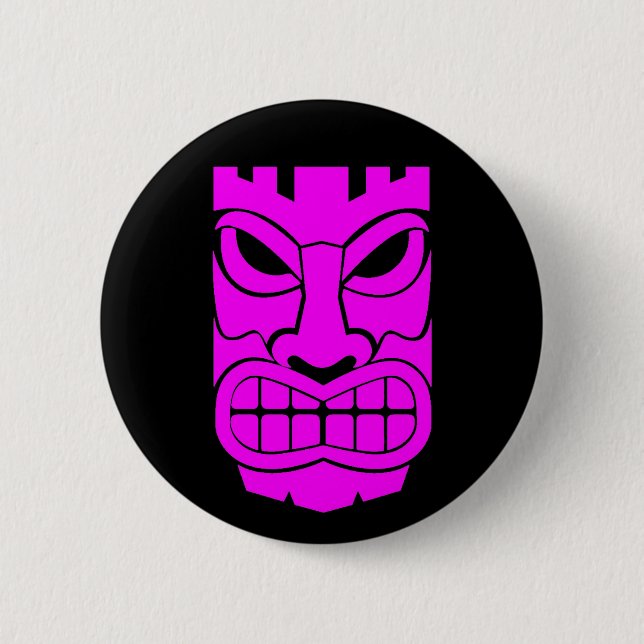 Chapa Redonda De 5 Cm Pink Tiki Sculpture Thunder_Cove (Anverso)