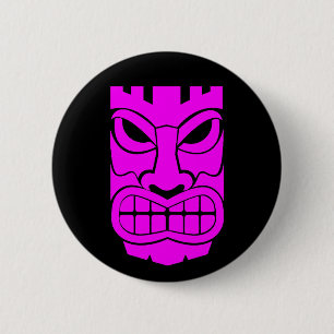 Chapa Redonda De 5 Cm Pink Tiki Sculpture Thunder_Cove
