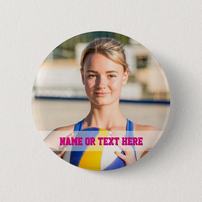 Chapa Redonda De 5 Cm Pink Volleyball Buttons Sport Player Team Kids (Anverso)