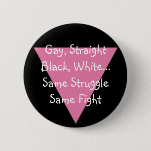Chapa Redonda De 5 Cm PinkTriangle, gay, negro recto, blanco… Sam…