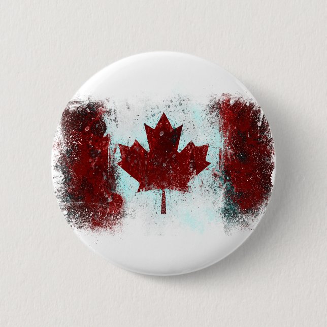 Chapa Redonda De 5 Cm Pintada canadiense de la bandera (Anverso)
