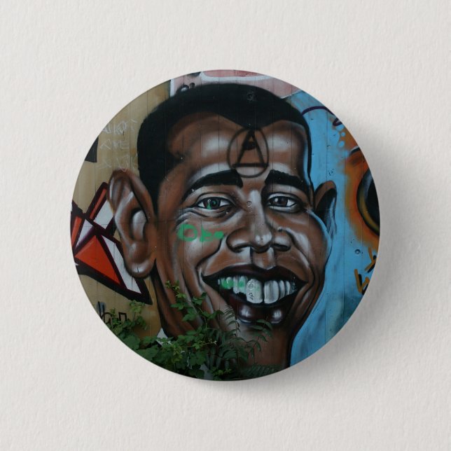Chapa Redonda De 5 Cm Pintada de Obama (Anverso)