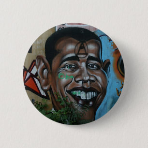 Chapa Redonda De 5 Cm Pintada de Obama