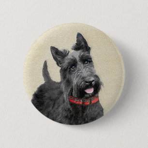 Chapa Redonda De 5 Cm Pintado Terrier Escocés - Arte Perro Original