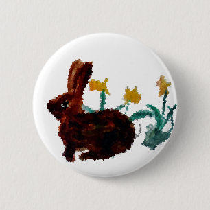 Chapa Redonda De 5 Cm Pintando primavera Conejo de Daffodils