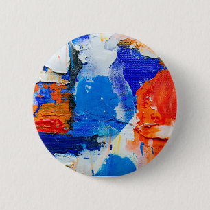 Chapa Redonda De 5 Cm Pintura abstracta azul y Naranja Resumen de arte A