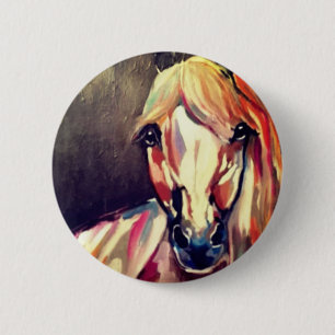 Chapa Redonda De 5 Cm Pintura abstracta del caballo
