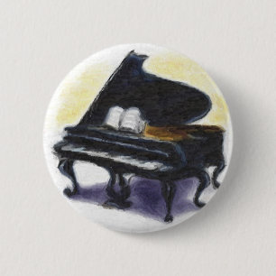 Chapa Redonda De 5 Cm Pintura al óleo: Mi piano