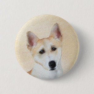 Chapa Redonda De 5 Cm Pintura canaense de perro - Arte original de perro