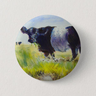 Chapa Redonda De 5 Cm Pintura ceñida de la vaca de Galloway
