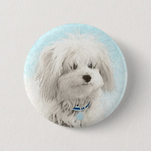 Chapa Redonda De 5 Cm Pintura de algodón de tulear - Arte de perro origi