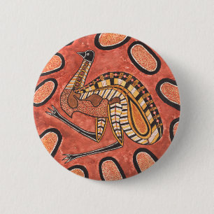 Chapa Redonda De 5 Cm Pintura de arte aborigen de Emu