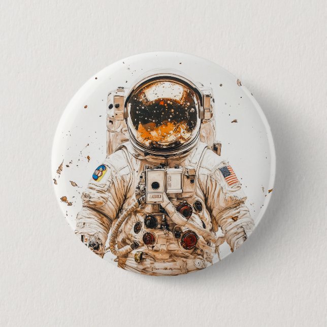 Chapa Redonda De 5 Cm Pintura de astronauta (Anverso)