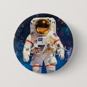Chapa Redonda De 5 Cm Pintura de astronauta