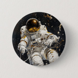 Chapa Redonda De 5 Cm Pintura de astronauta