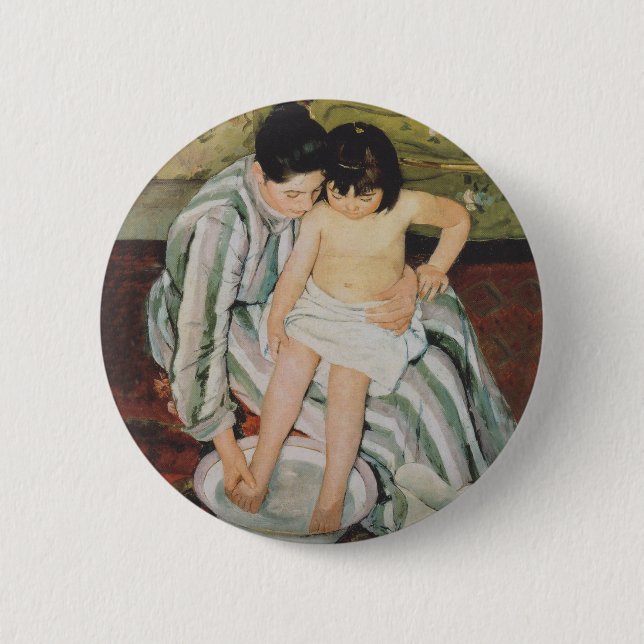 Chapa Redonda De 5 Cm Pintura de baño de Mary Cassatt (Anverso)