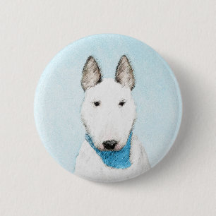 Chapa Redonda De 5 Cm Pintura de Bull Terrier - Arte de Perro Original.