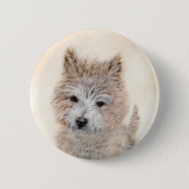 Chapa Redonda De 5 Cm Pintura de Cachorro de Cairn Terrier - Arte Perro  (Anverso)