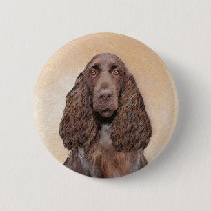 Chapa Redonda De 5 Cm Pintura de campo español - Arte de perro original 