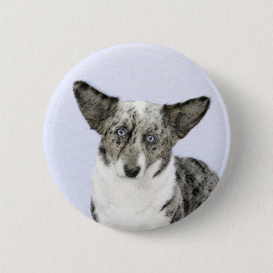 Chapa Redonda De 5 Cm Pintura de Cardigan Welsh Corgi - Arte Perro Origi