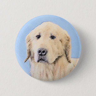 Chapa Redonda De 5 Cm Pintura de Golden Retriever - Arte de perro origin
