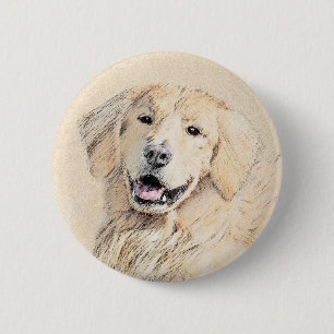 Chapa Redonda De 5 Cm Pintura de Golden Retriever - Arte de perro origin
