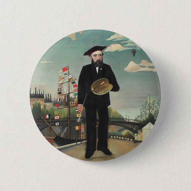 Chapa Redonda De 5 Cm Pintura de Henri Rousseau (Anverso)